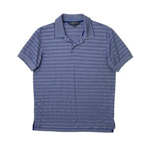 Brooks Brothers Polo Shirt Mens M Medium Blue Slim Fit Striped Short Sleeve Golf